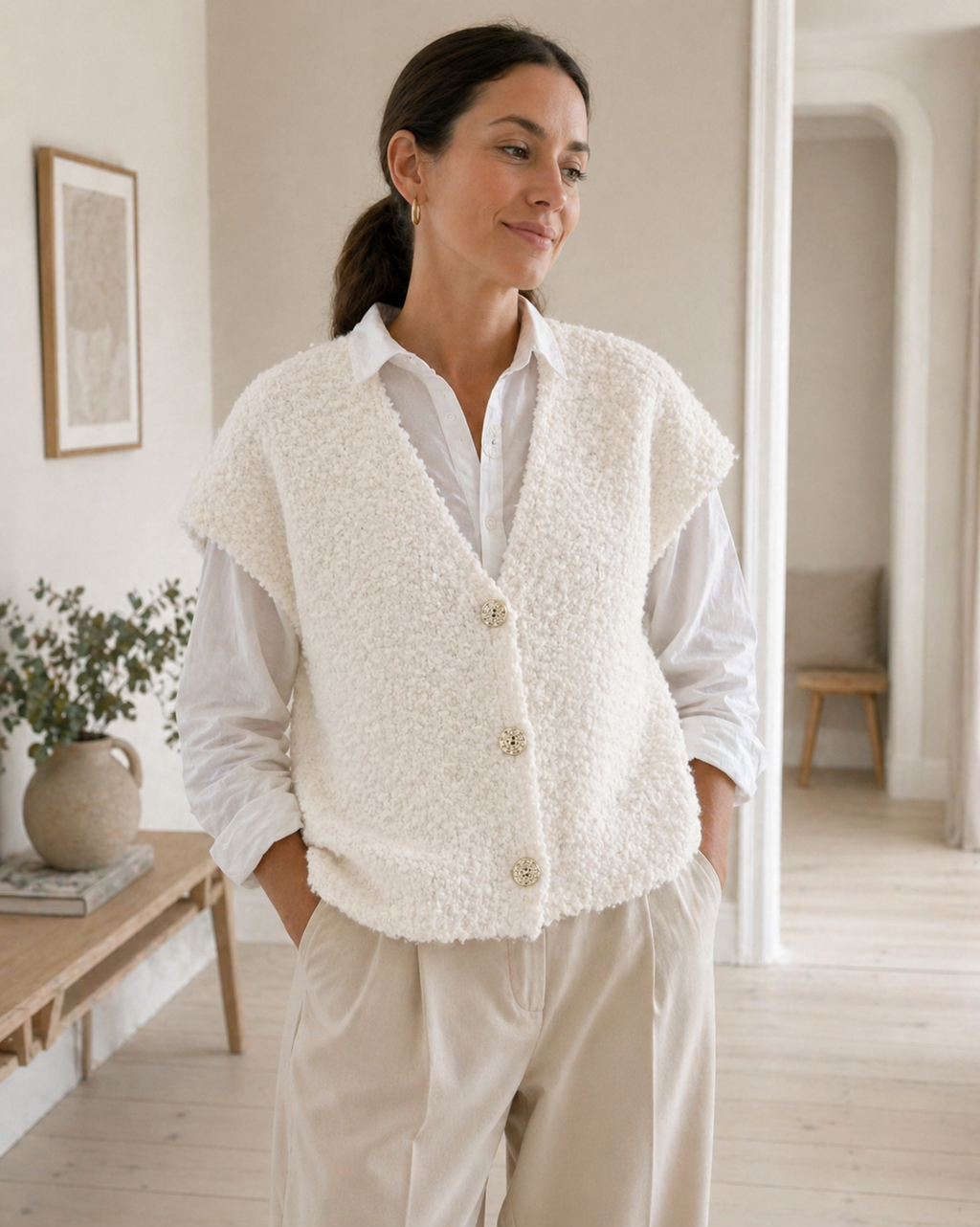 Cardigan med korta ärmar - White