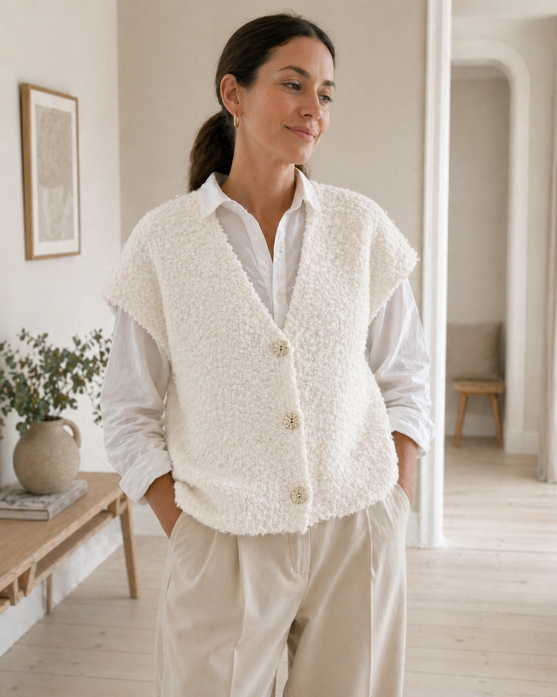 Cardigan med korta ärmar - White