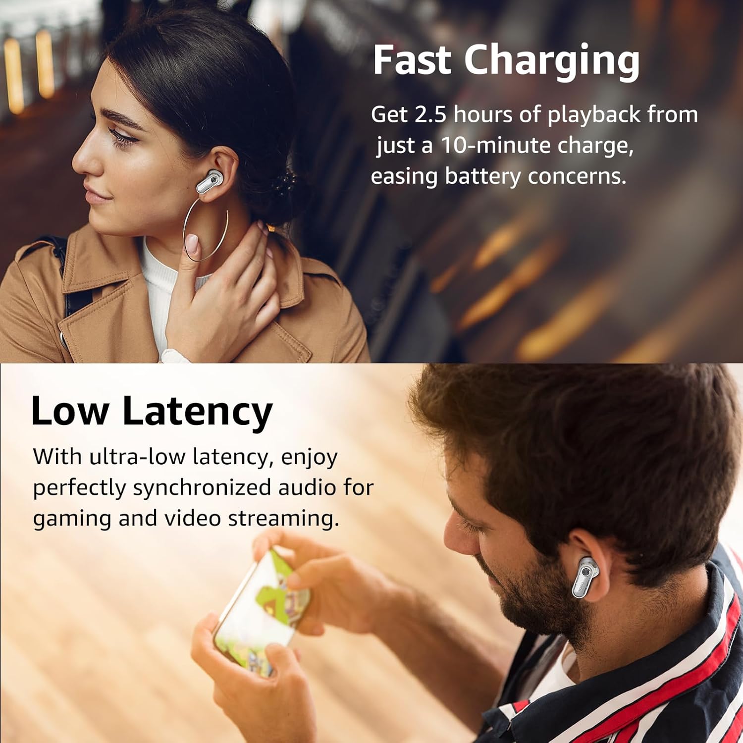 Hybrid Active Noise Cancelling Wireless Earbuds 35H Playtime IPX5 TOZO