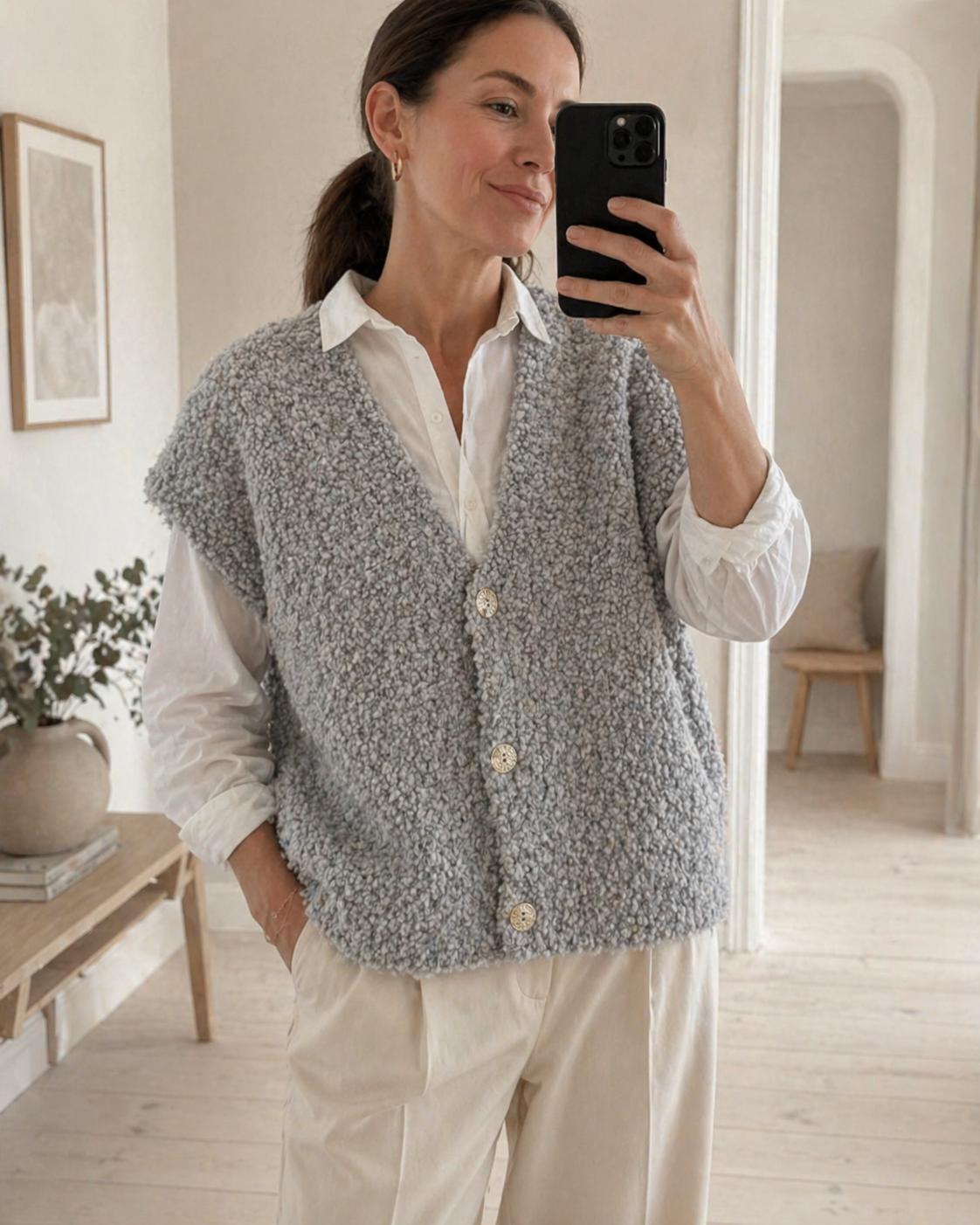 Cardigan med kort ærmer - Grey